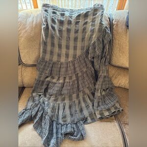 Nicholas K for Free People Army Green Plaid Maxi Wrap Skirt L Fairy Grunge